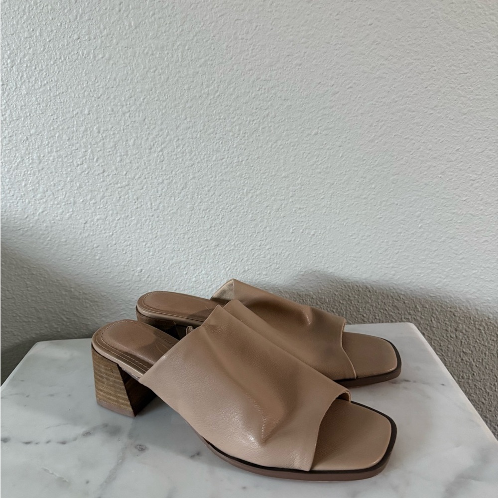 Joie Beige Leather Slip-On Mules